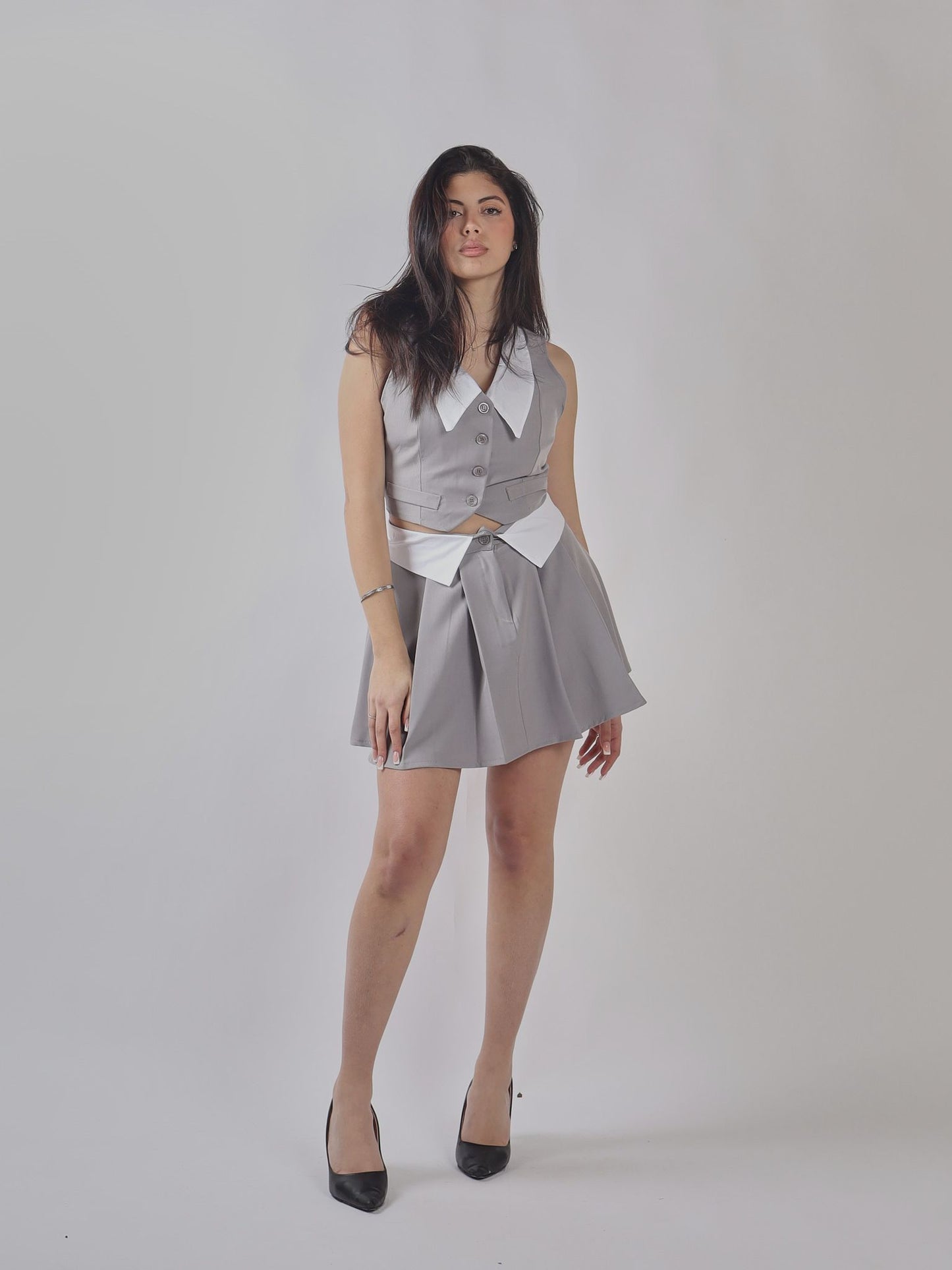 SET GONNA E GILET BICOLOR