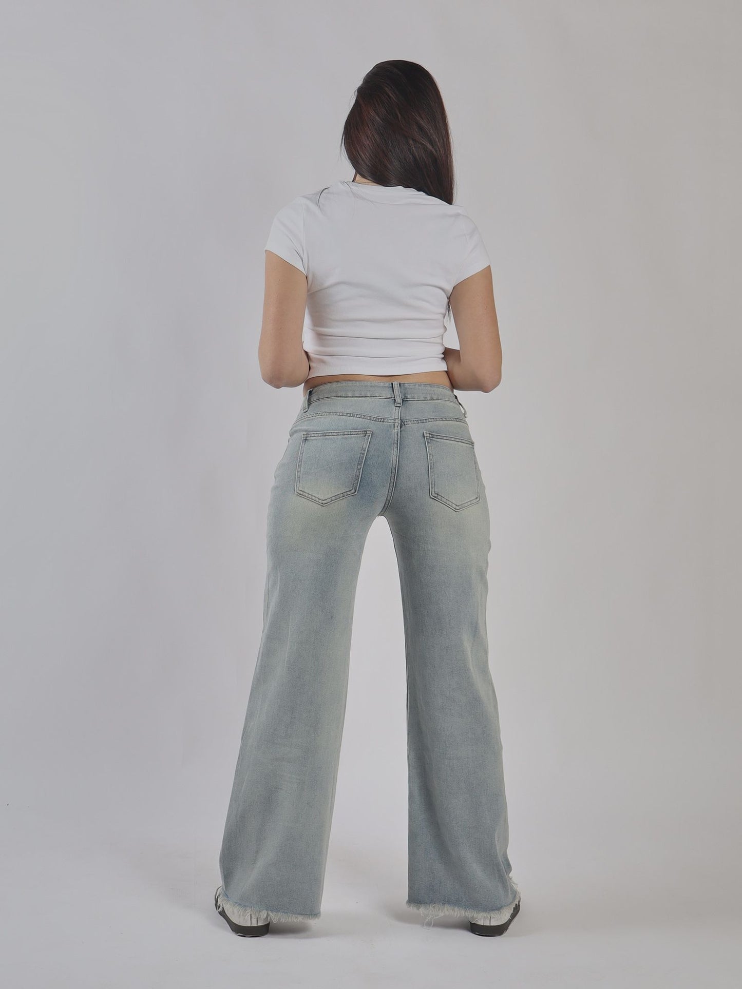 JEANS WIDE LEG FRAYED HEM