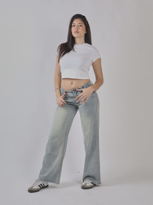 JEANS WIDE LEG FRAYED HEM