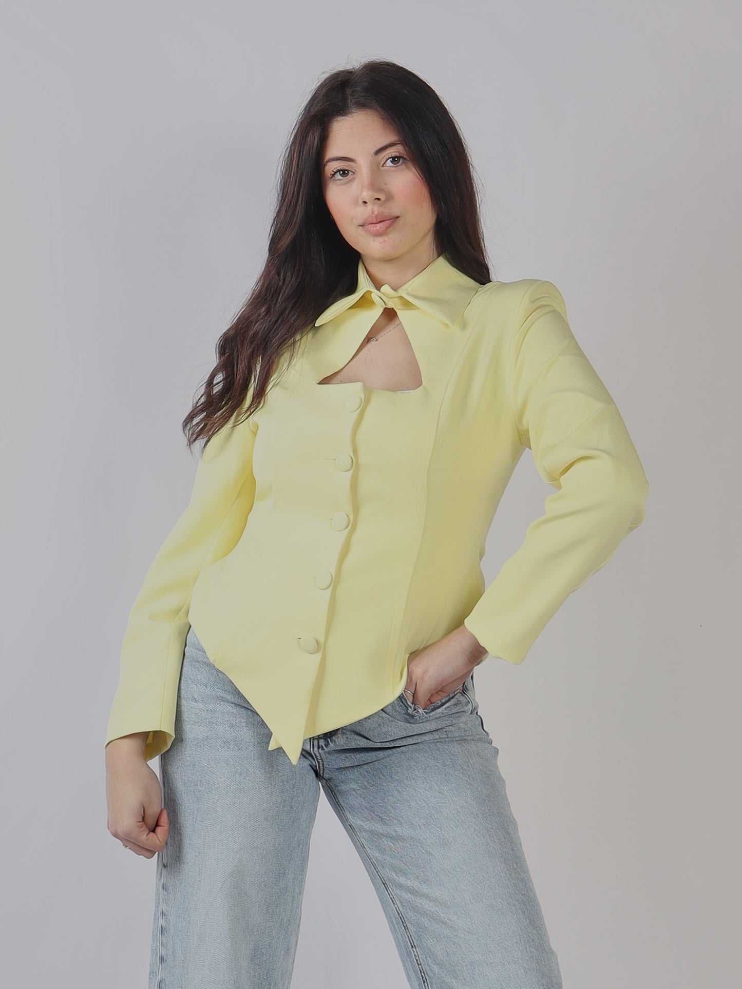 GIACCA CON COLLO A PUNTA PE 25