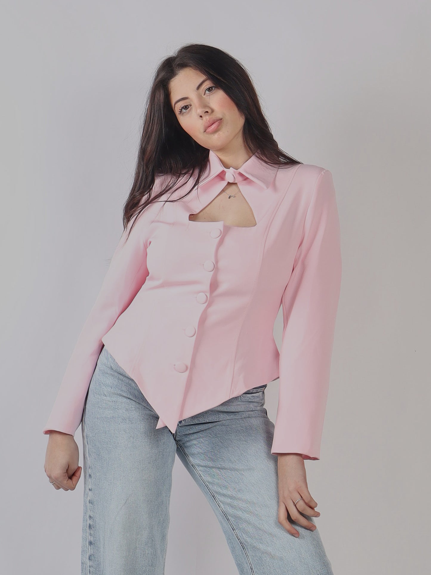 GIACCA CON COLLO A PUNTA PE 25