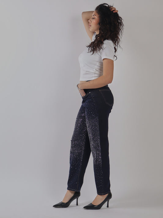 JEANS REGULAR FIT STRASS