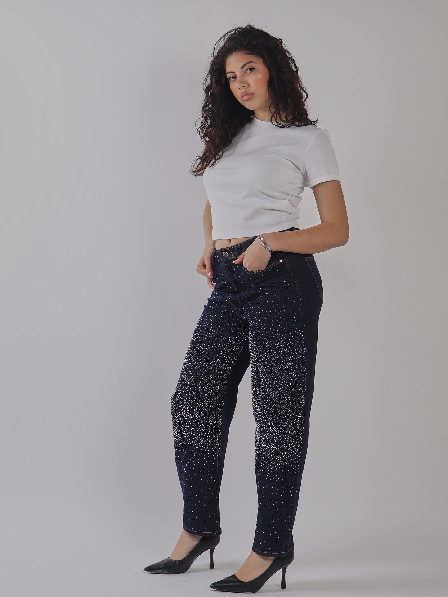 JEANS REGULAR FIT STRASS
