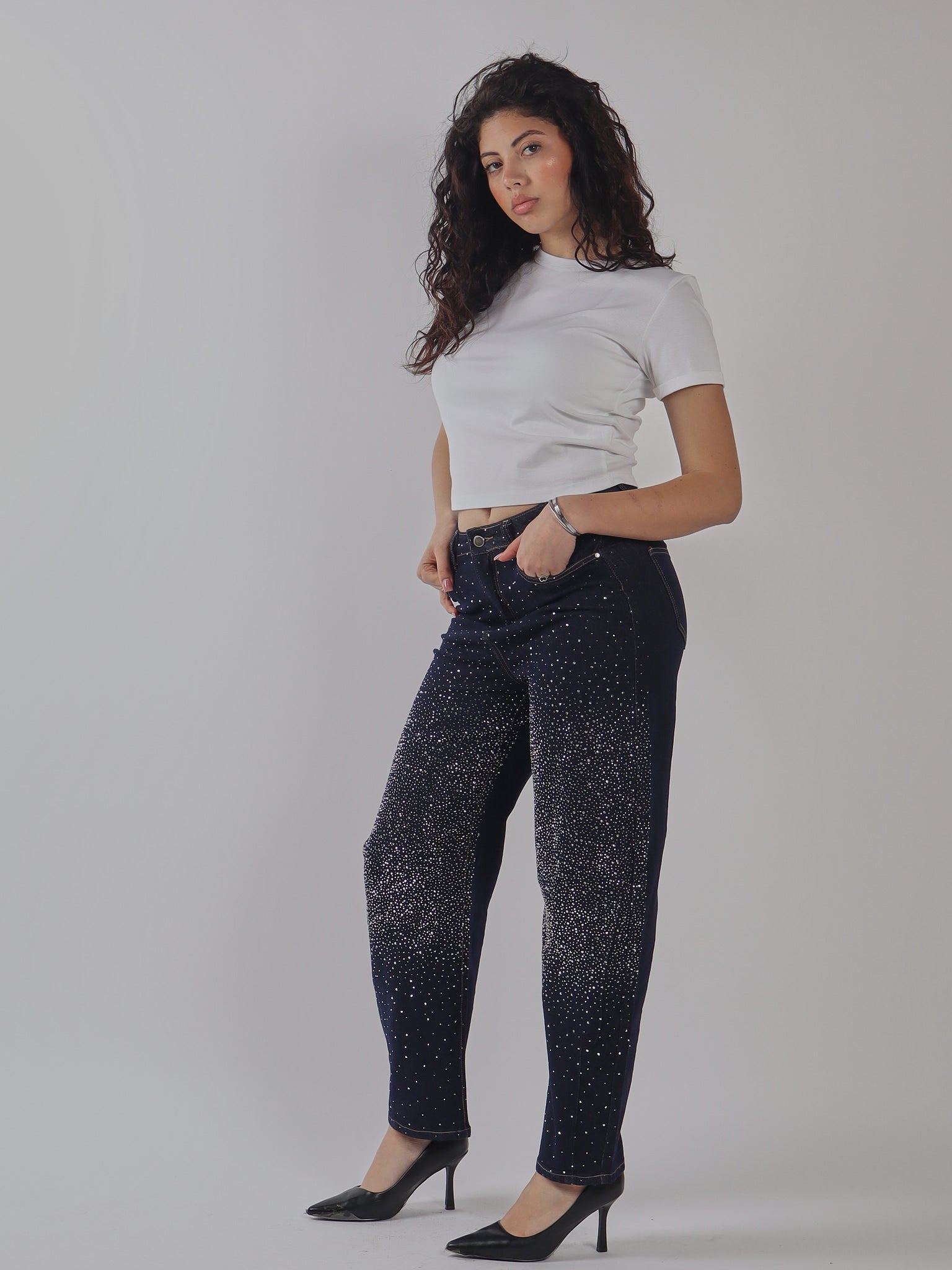JEANS REGULAR FIT STRASS