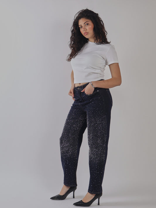 JEANS REGULAR FIT STRASS