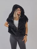 GILET IN ECO-PELLICCIA CON CAPPUCCIO