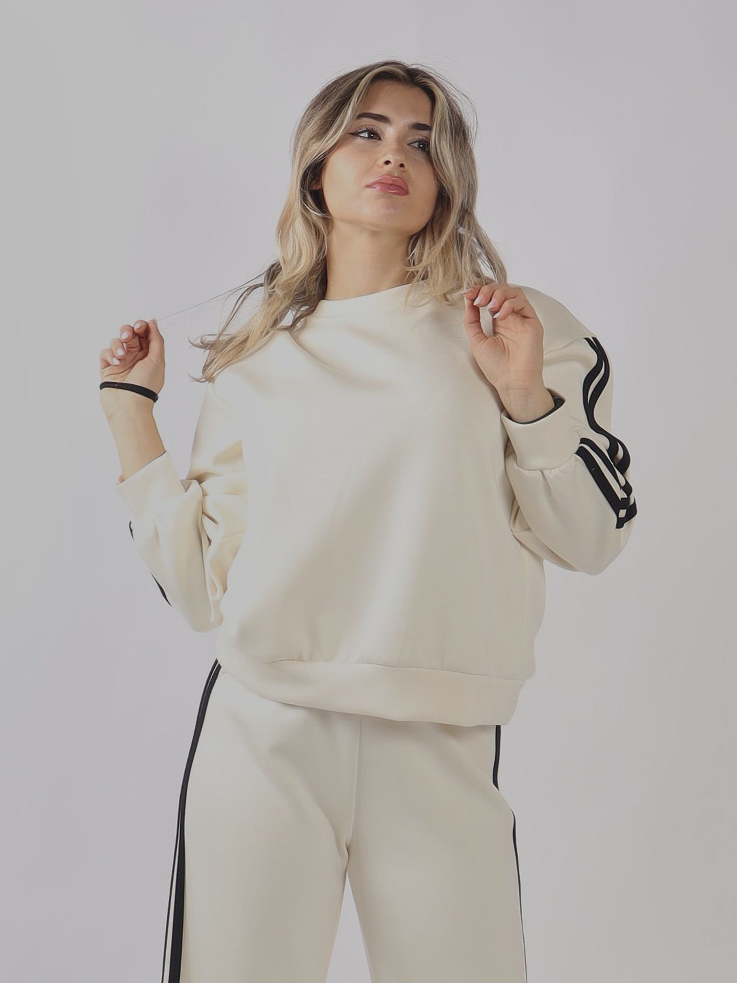 Felpa oversize con strisce laterali