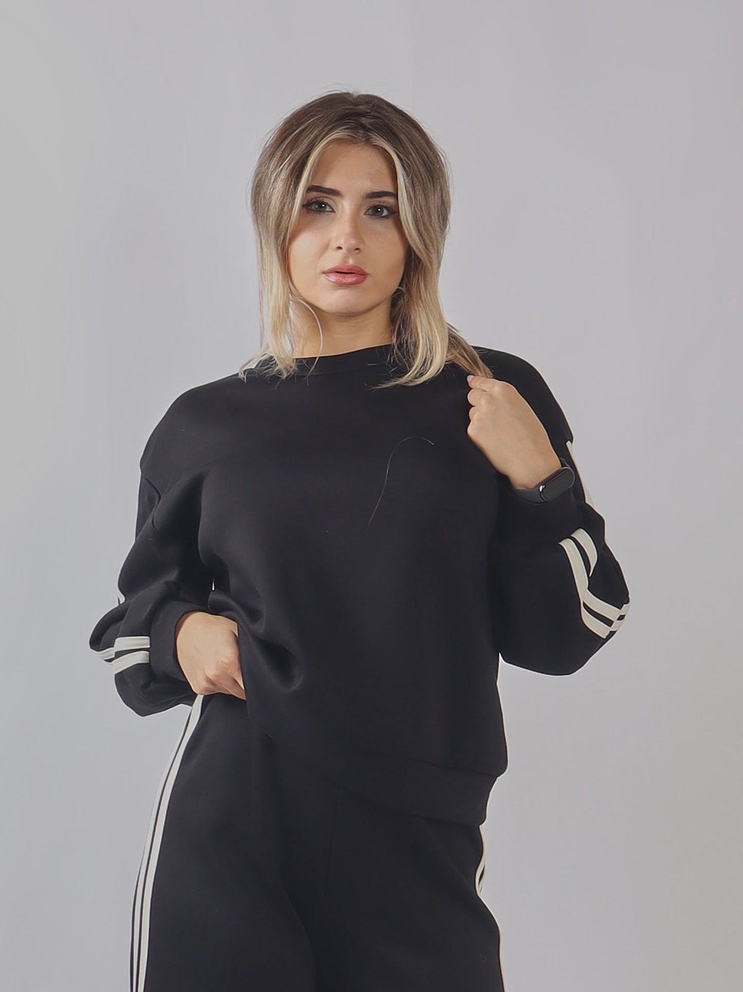 Felpa oversize con strisce laterali