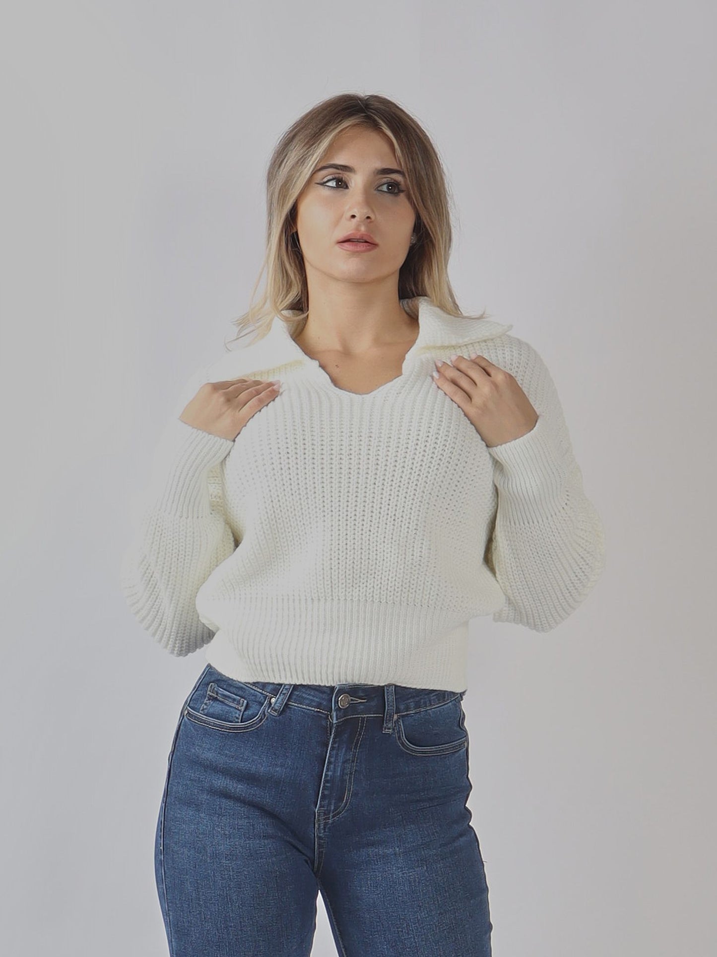 Maglione cropped a coste