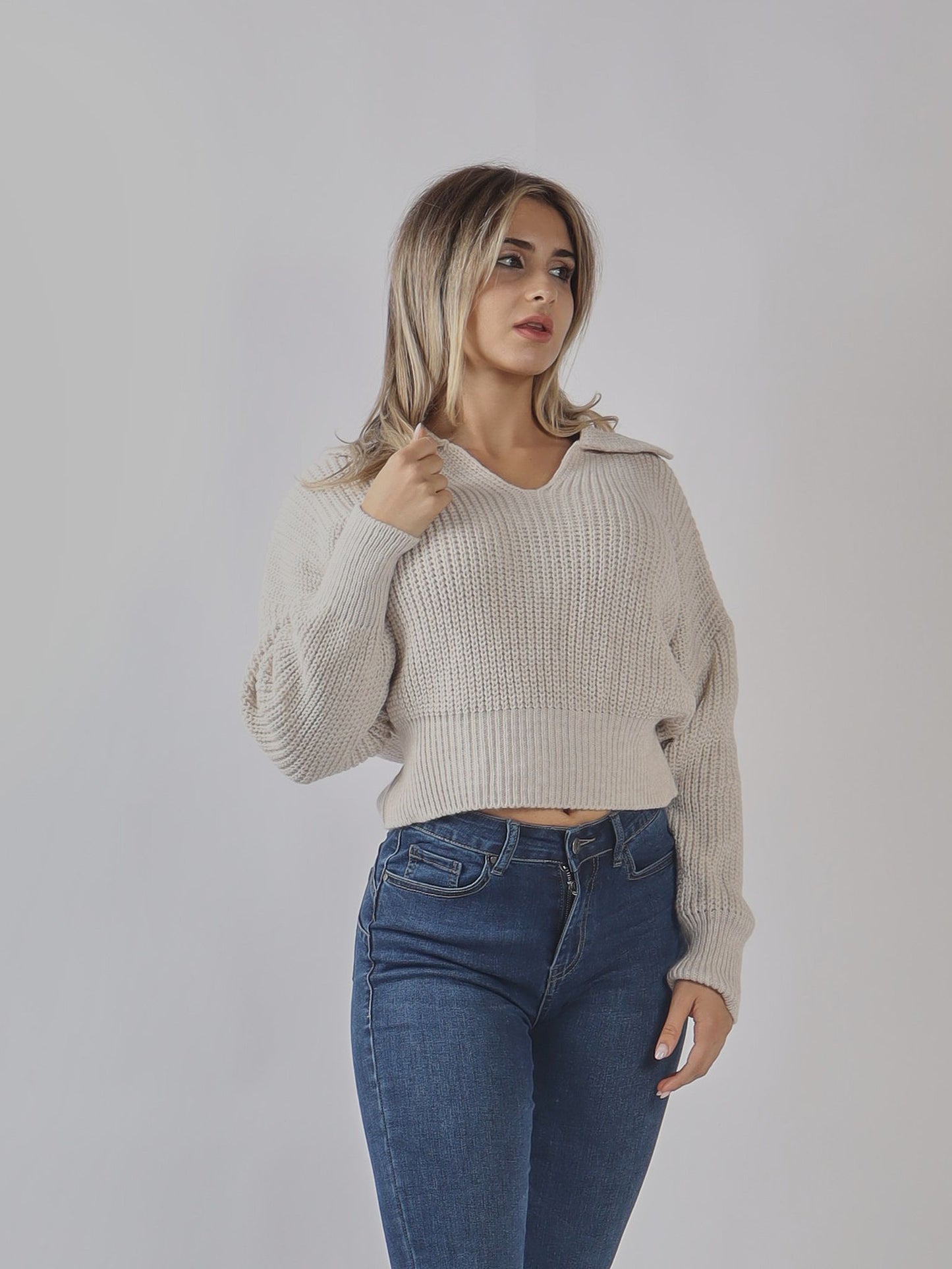 Maglione cropped a coste