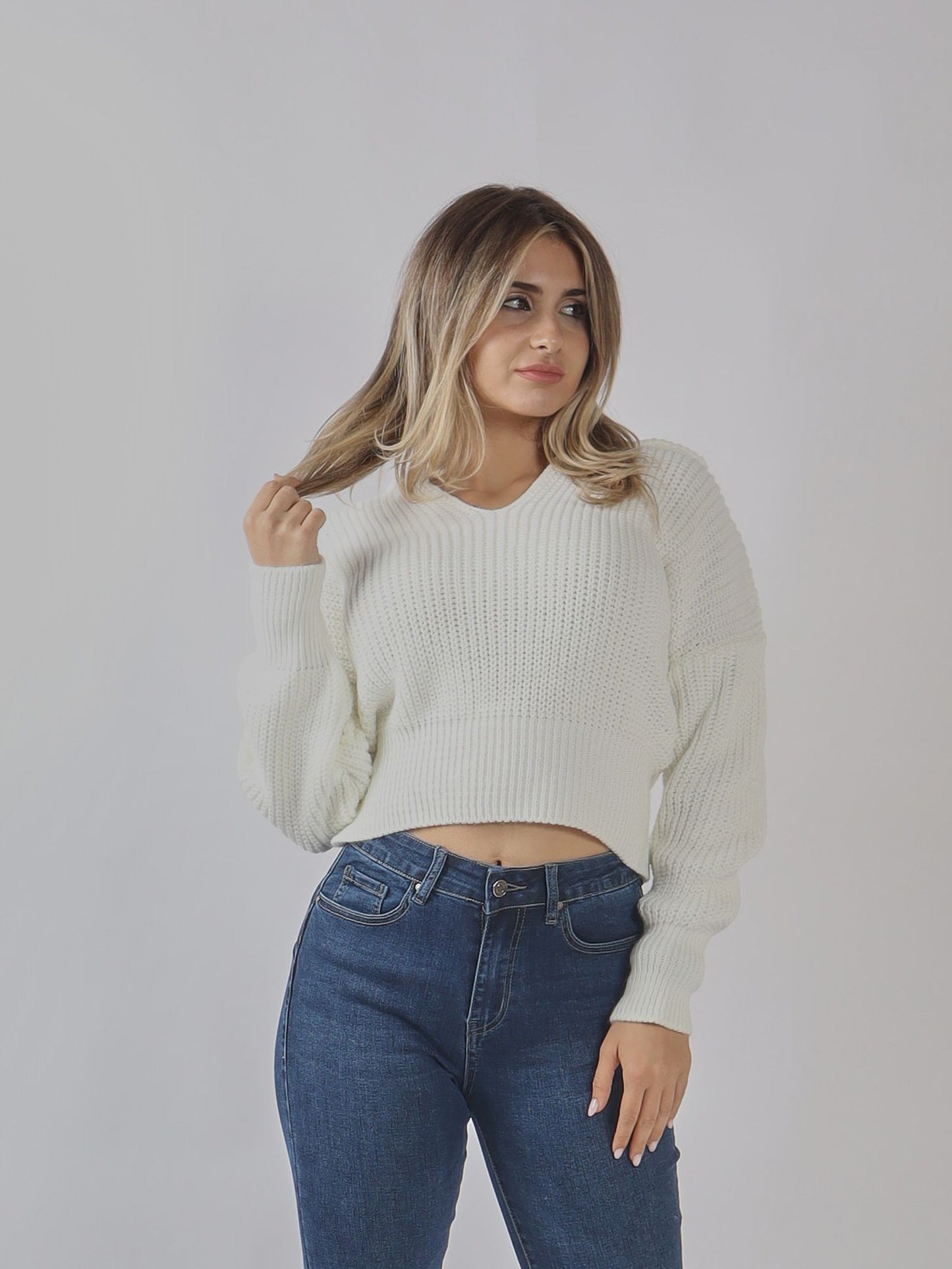 Maglione cropped a coste