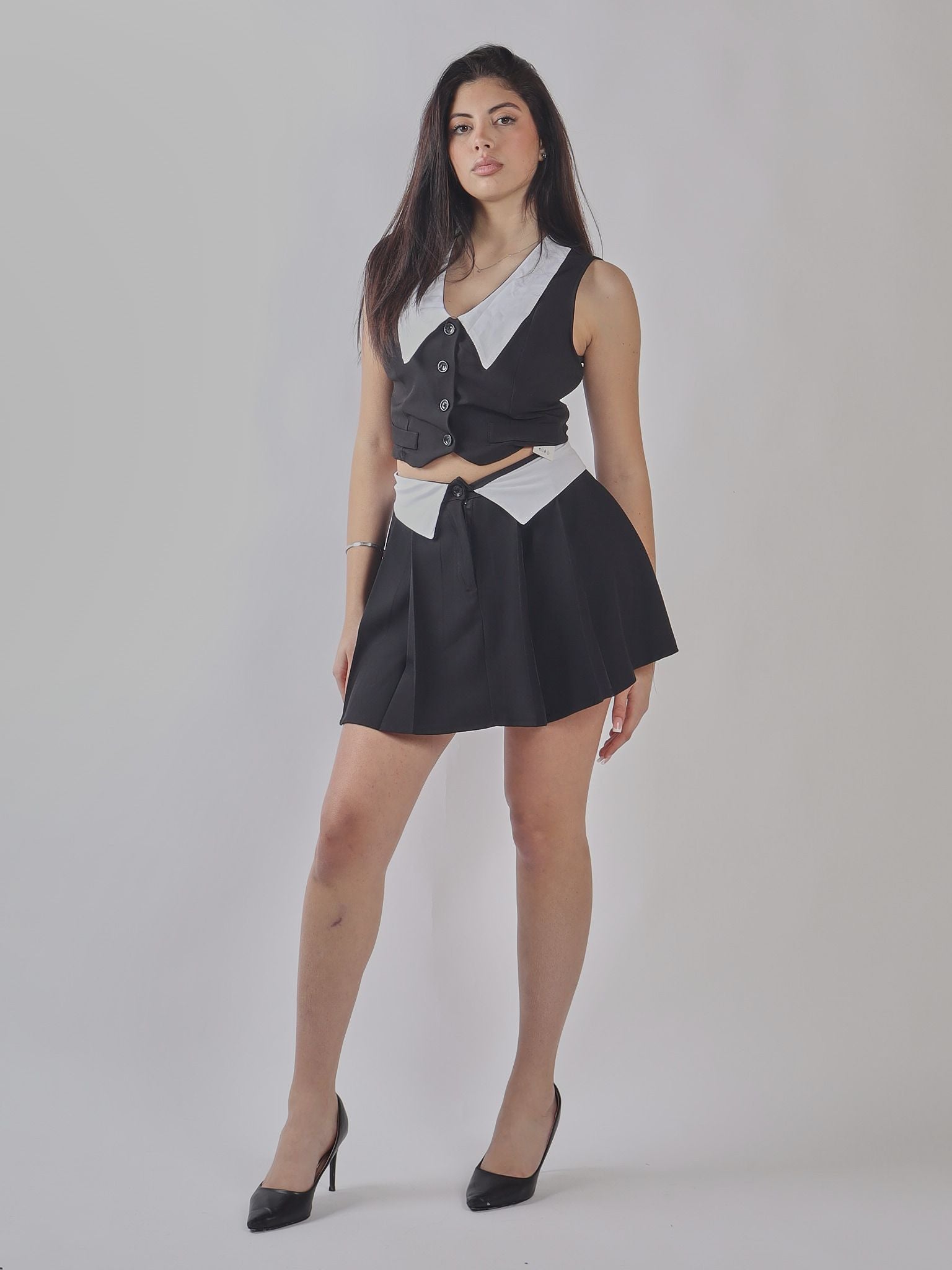 SET GONNA E GILET BICOLOR