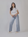 JEANS A GAMBA LARGA CON STRASS