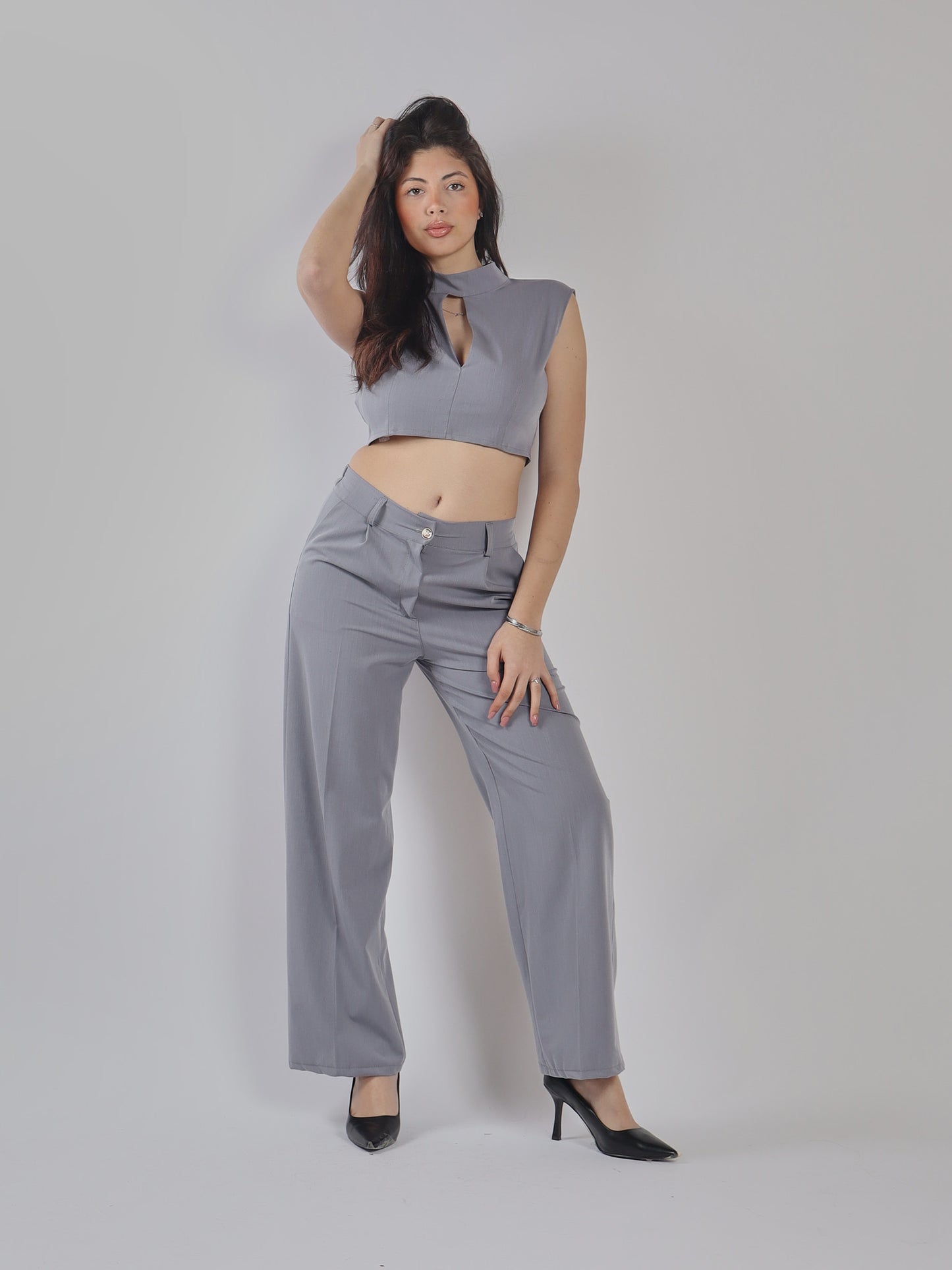 SET COORDINATO ELEGANTE CON TOP E PANTALONE A VITA