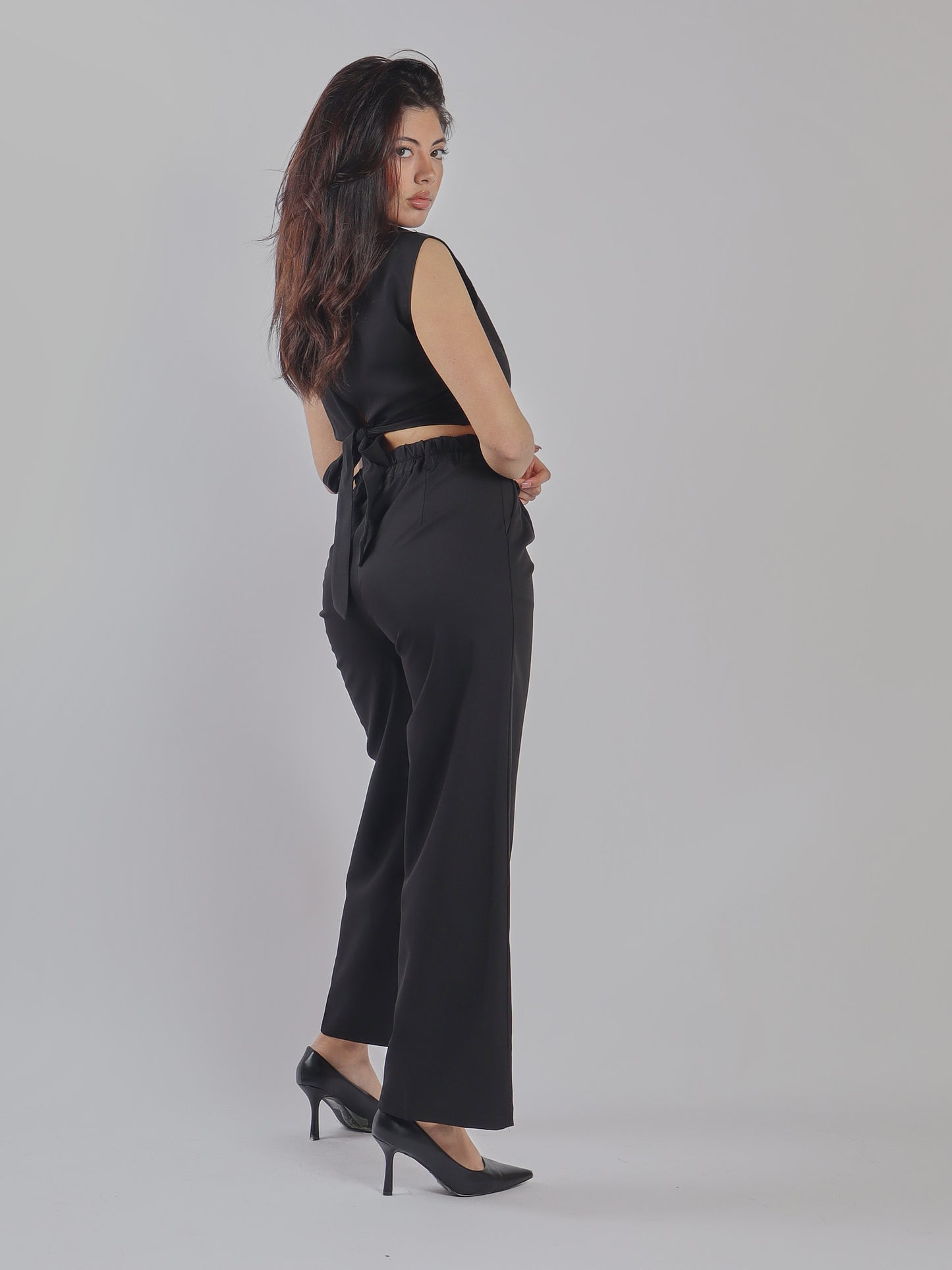 SET COORDINATO ELEGANTE CON TOP E PANTALONE A VITA