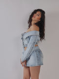 MINIGONNA IN DENIM CON CINTURA E FIBBIA