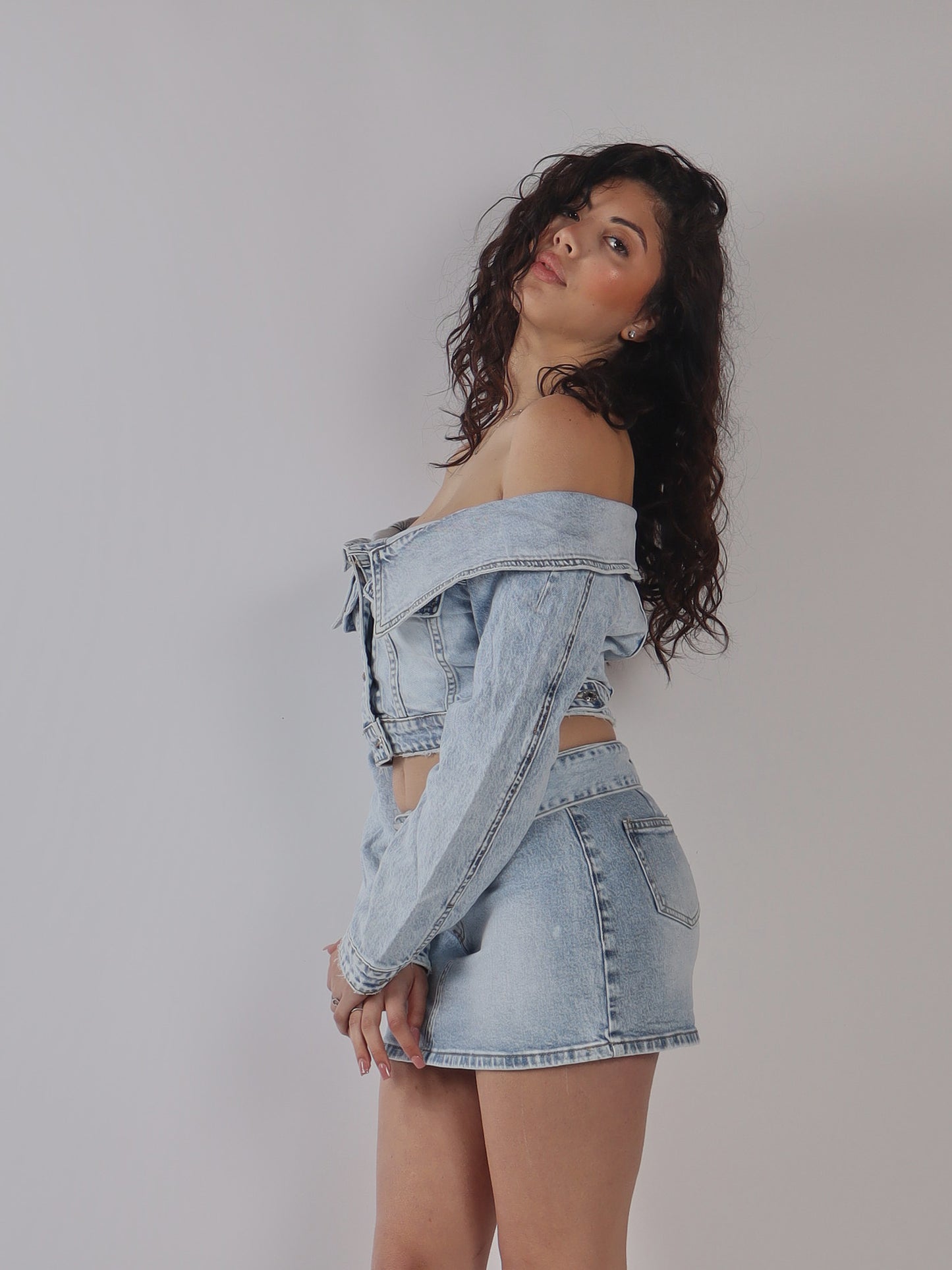 MINIGONNA IN DENIM CON CINTURA E FIBBIA