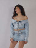 MINIGONNA IN DENIM CON CINTURA E FIBBIA