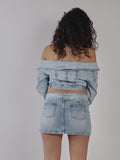 MINIGONNA IN DENIM CON CINTURA E FIBBIA