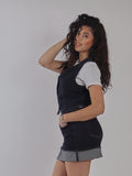 MINIGONNA IN DENIM SCURO CON RISVOLTO