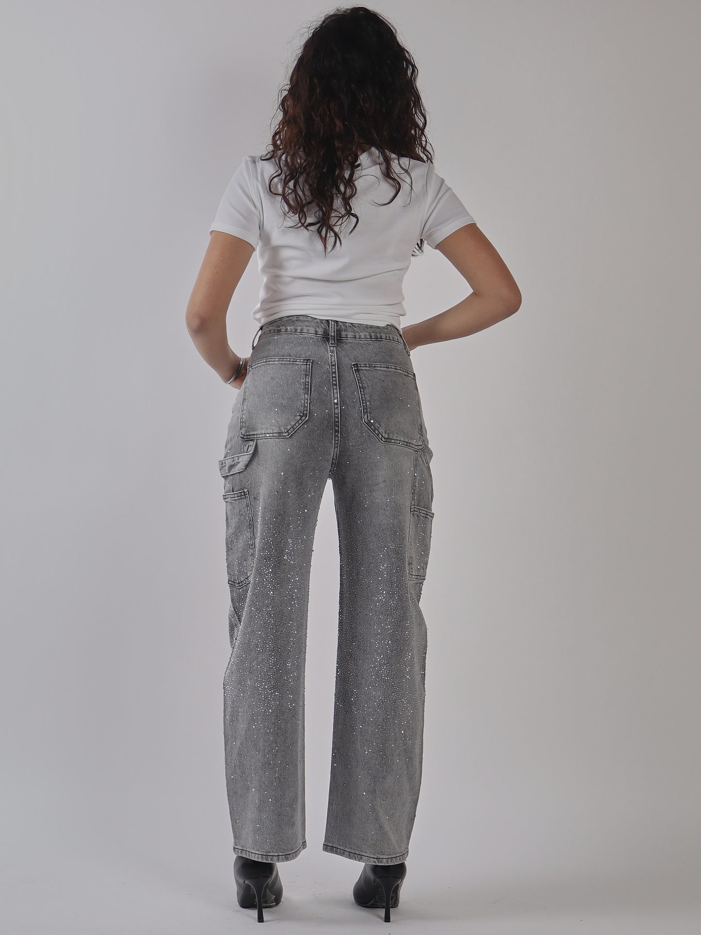 JEANS MOM FIT CON MICRO STRASS