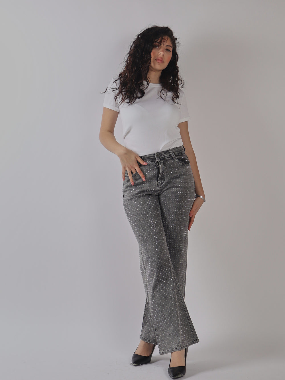 JEANS PALAZZO STRASS FULL ALL OVER