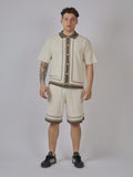 COMPLETO UOMO MAGLIA BOTTONI E BERMUDA CON RIFINIT
