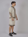 COMPLETO UOMO MAGLIA BOTTONI E BERMUDA CON RIFINIT