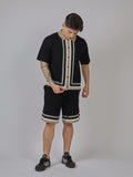 COMPLETO UOMO MAGLIA BOTTONI E BERMUDA CON RIFINIT