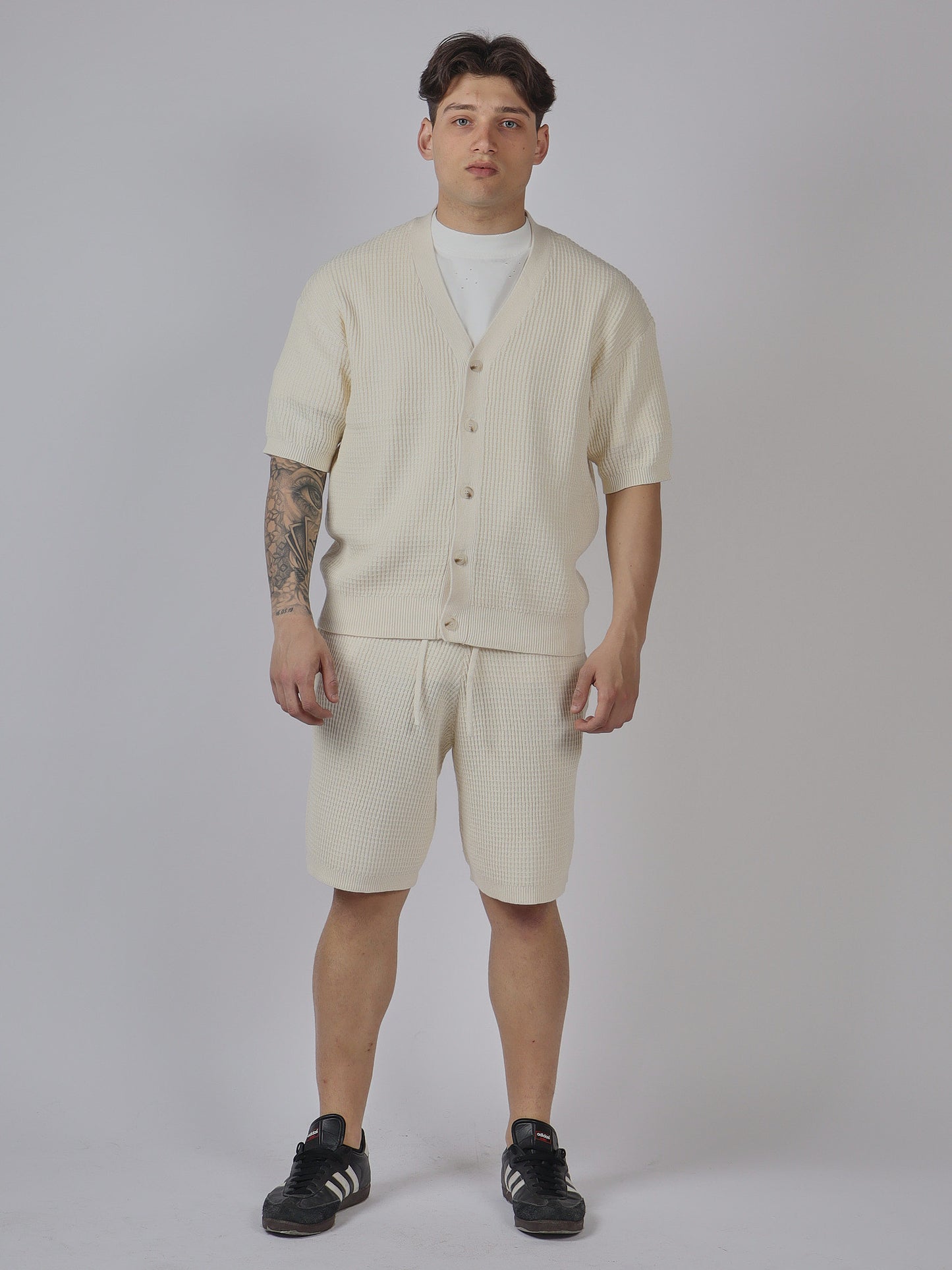 SET CARDIGAN IN MAGLIA E SHORTS UOMO