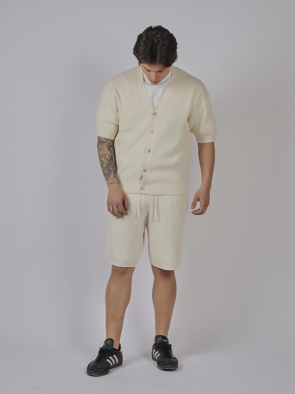 SET CARDIGAN IN MAGLIA E SHORTS UOMO