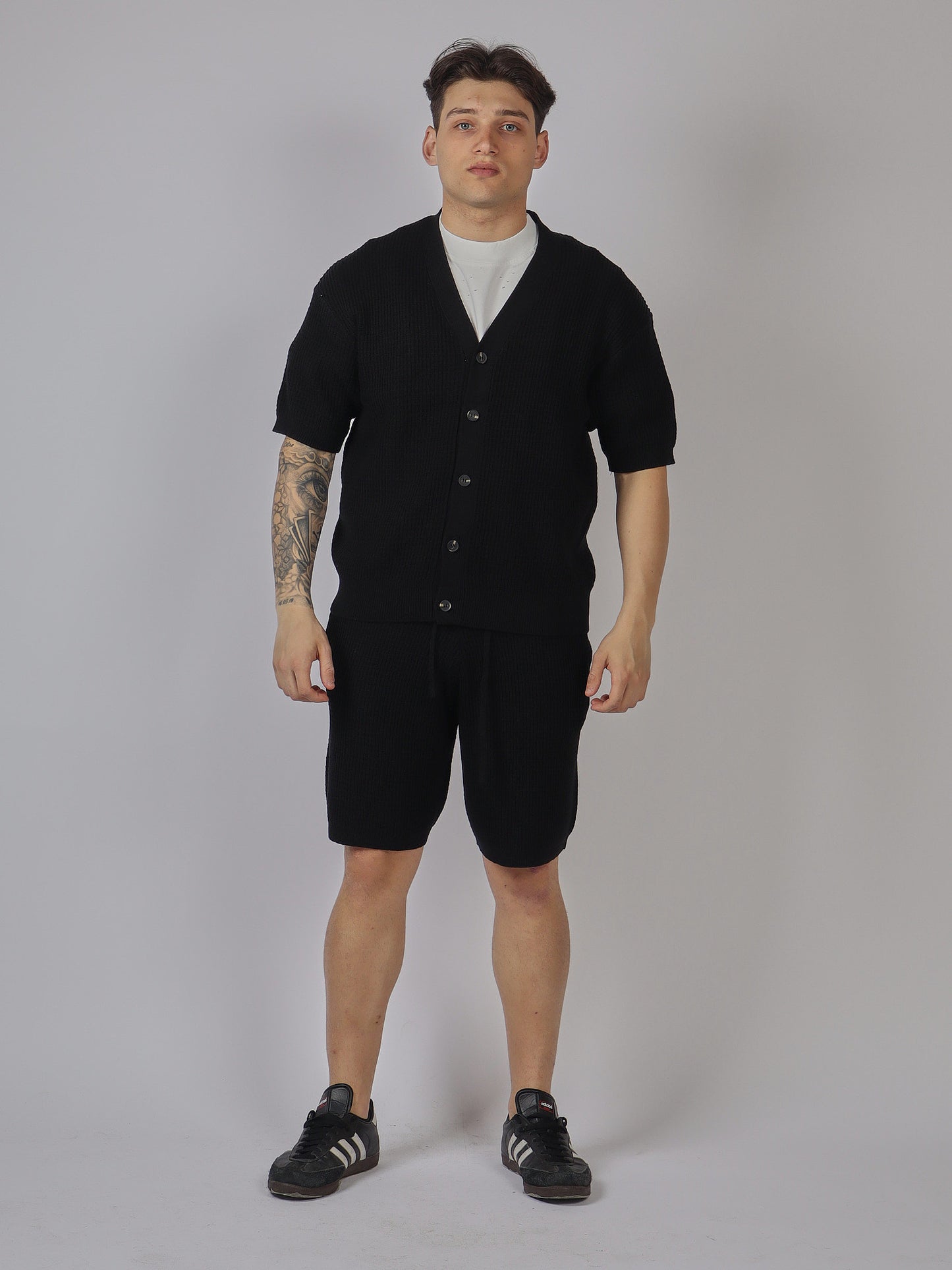 SET CARDIGAN IN MAGLIA E SHORTS UOMO